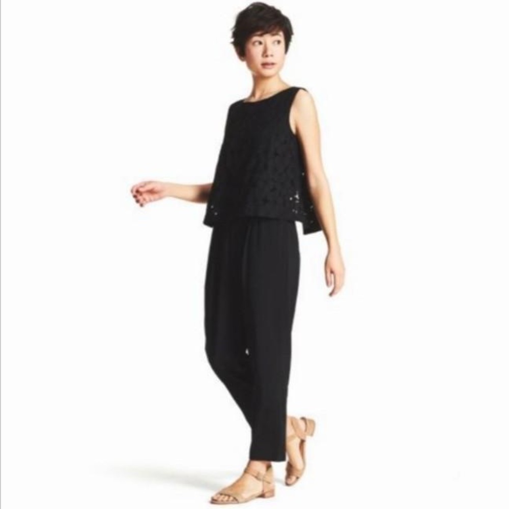 Uniqlo layered black lace jumpsuit